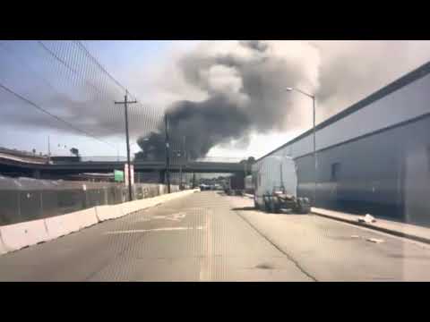 Oakland Fire At 34th And Wood Homeless Encampment Sends Giant Plume Of Smoke Into The Sky