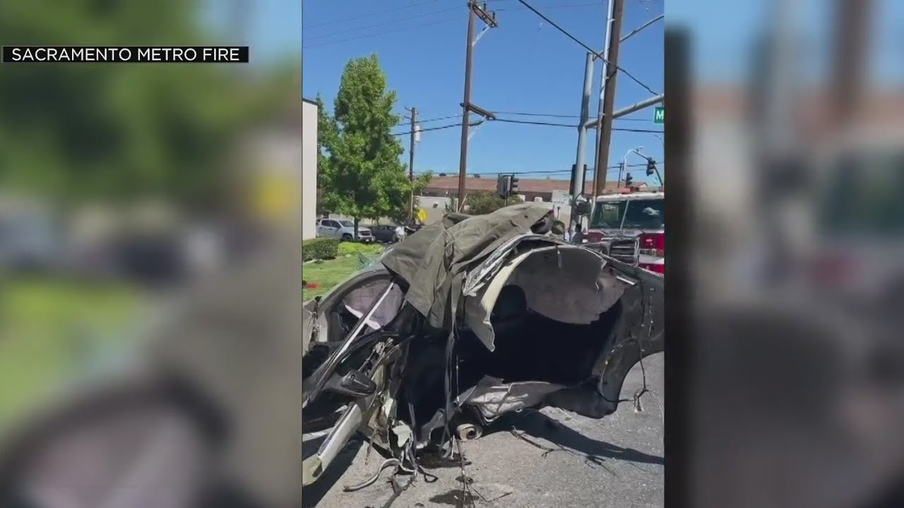 Car Split In Half During Sacramento Car Crash