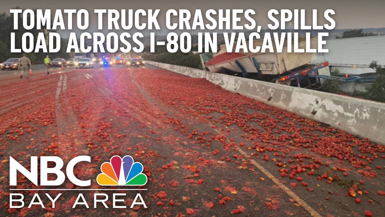 Crews Work To Clean Up Tomato Spill After Crash On I 80 In Vacaville