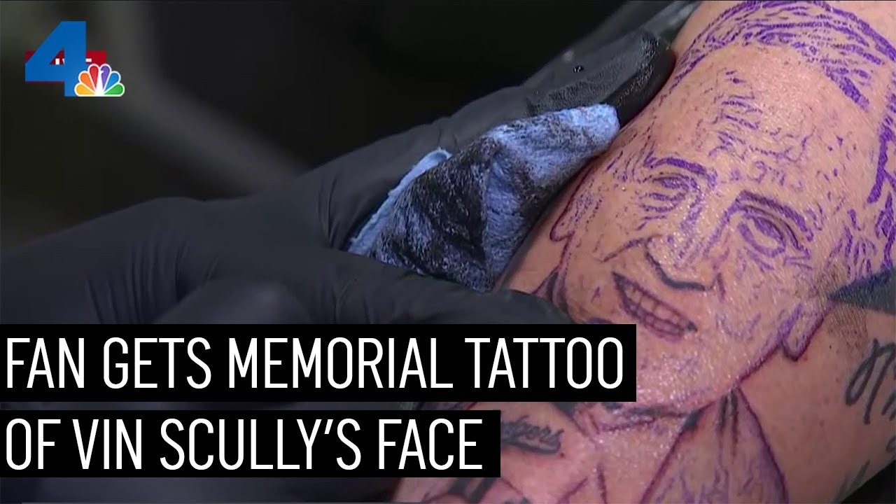 Fan Gets Vin Scully’s Face Tattooed On Him On Live Tv | Nbcla