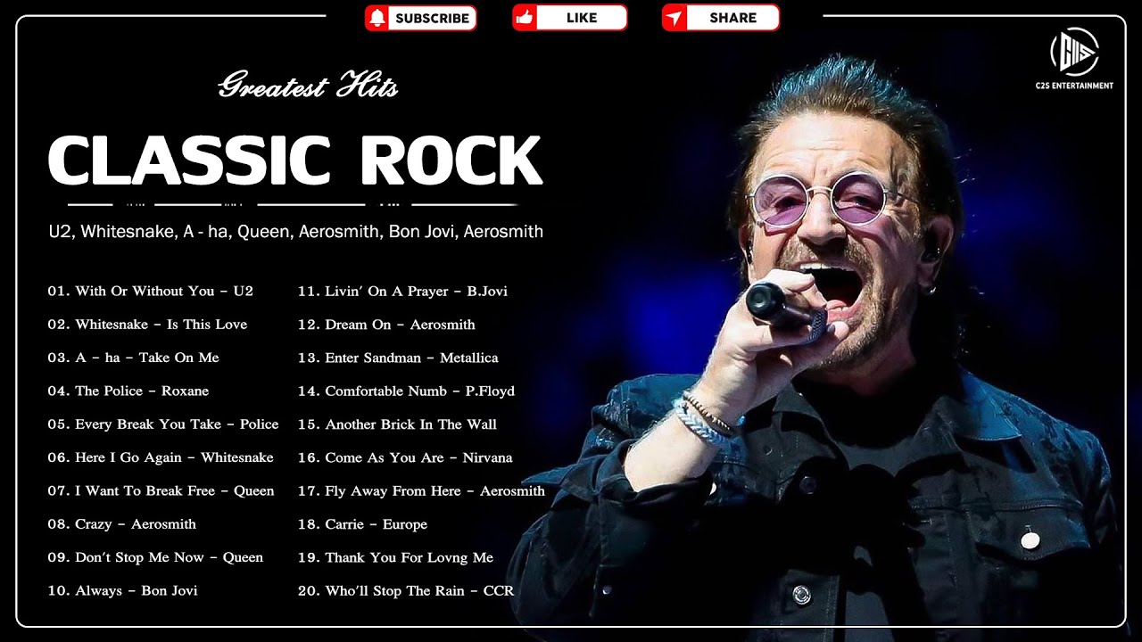 Greatest Hits Classic Rock 80s 90s Playlist 📻 U2, Whitesnake, Queen, Bon Jovi, Aerosmith