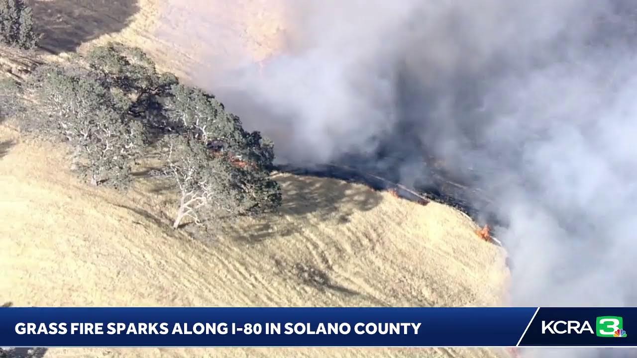 Livecopter 3 Is Over A Grass Fire Along I 80 Near Cherry Glen Road South Of Vacaville.