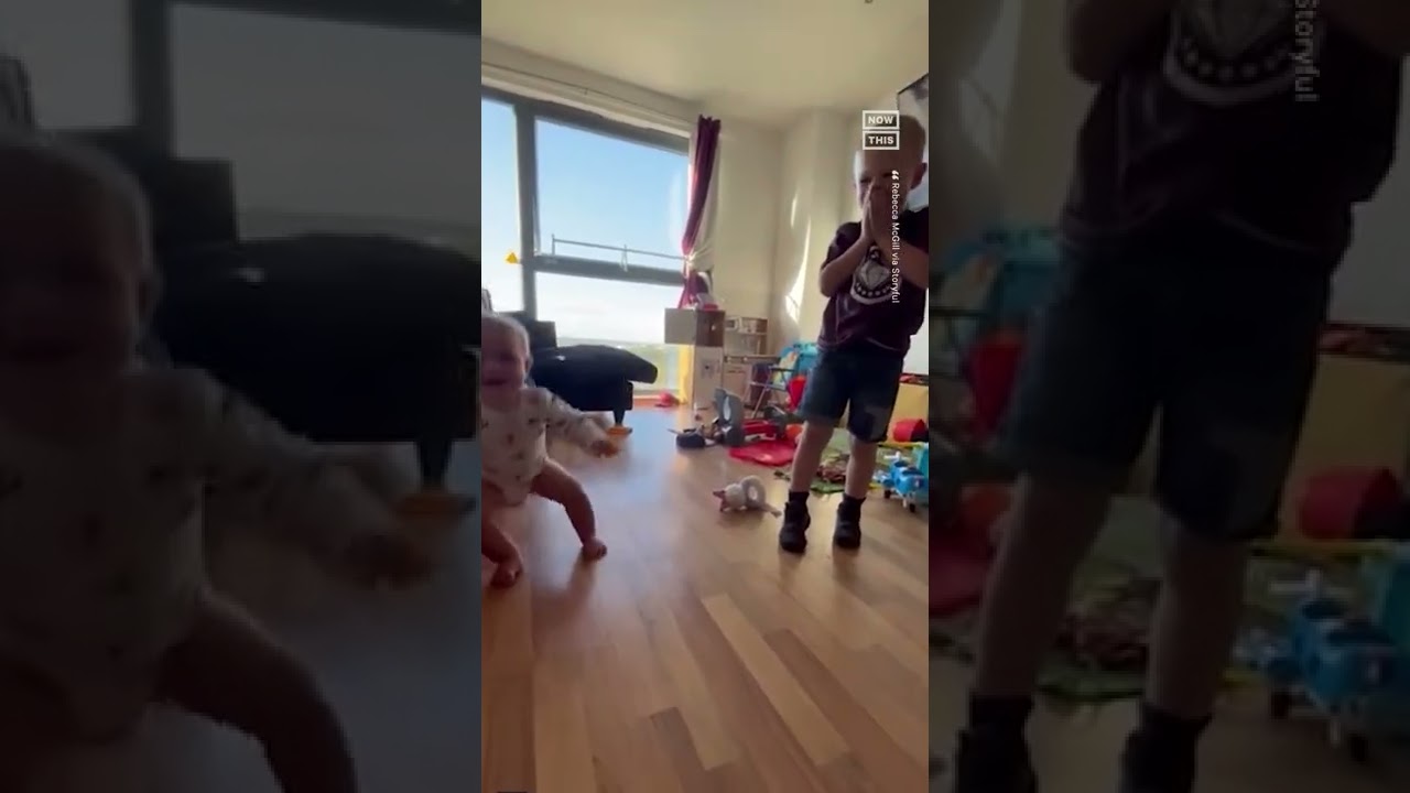 Older Brother Reacts To Baby Sister Taking Her First Steps ❤️