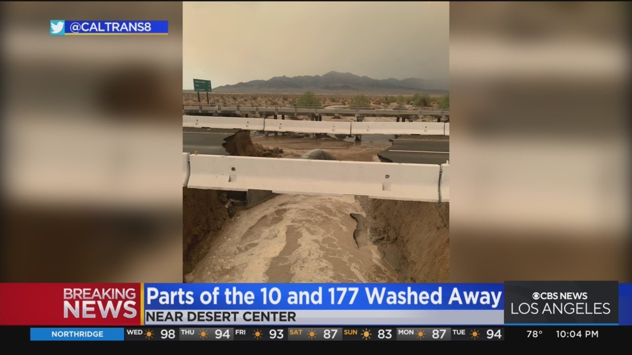 Part Of 10 Freeway Washes Out In Riverside County