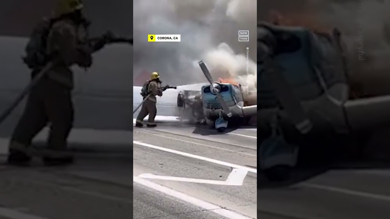 Plane Crash Lands On California Freeway