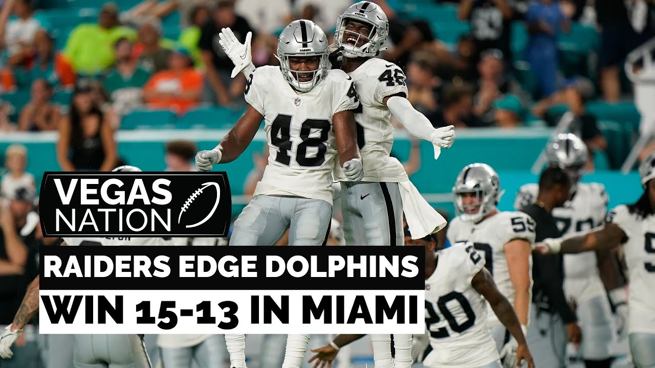 Raiders On Their 15 13 Win Over The Dolphins