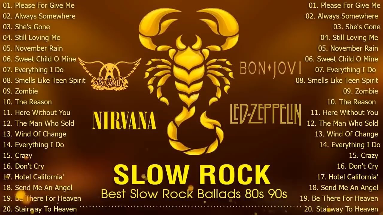 Slow Rock Ballads 80s 90s Playlist🏆scorpions, Bon Jovi, U2, Nirvana, Aerosmith, Gnr, Cranberries