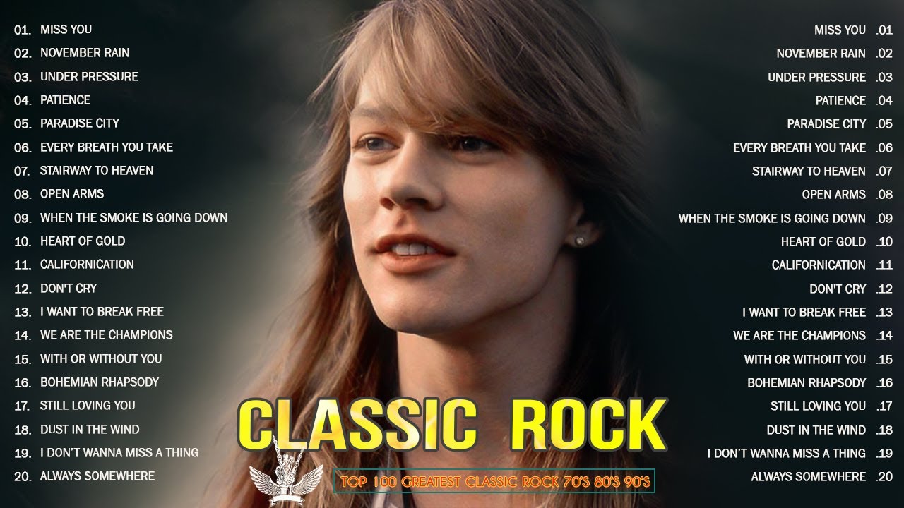 Top 100 Best Classic Rock Songs Of All Time 🔥 The Rolling Stones, Guns’ N Roses, Queen, Aerosmith,u2