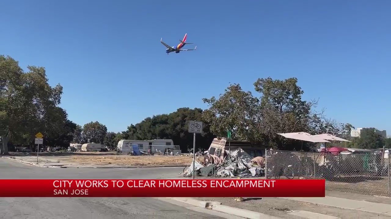 City Of San Jose Works To Clear Homeless Encampment Near Airport