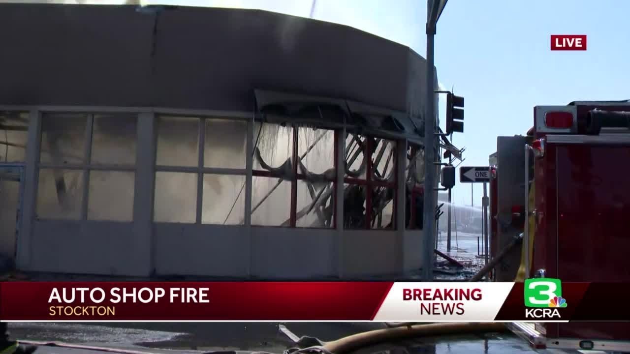 Fire Breaks Out At Auto Shop In Stockton