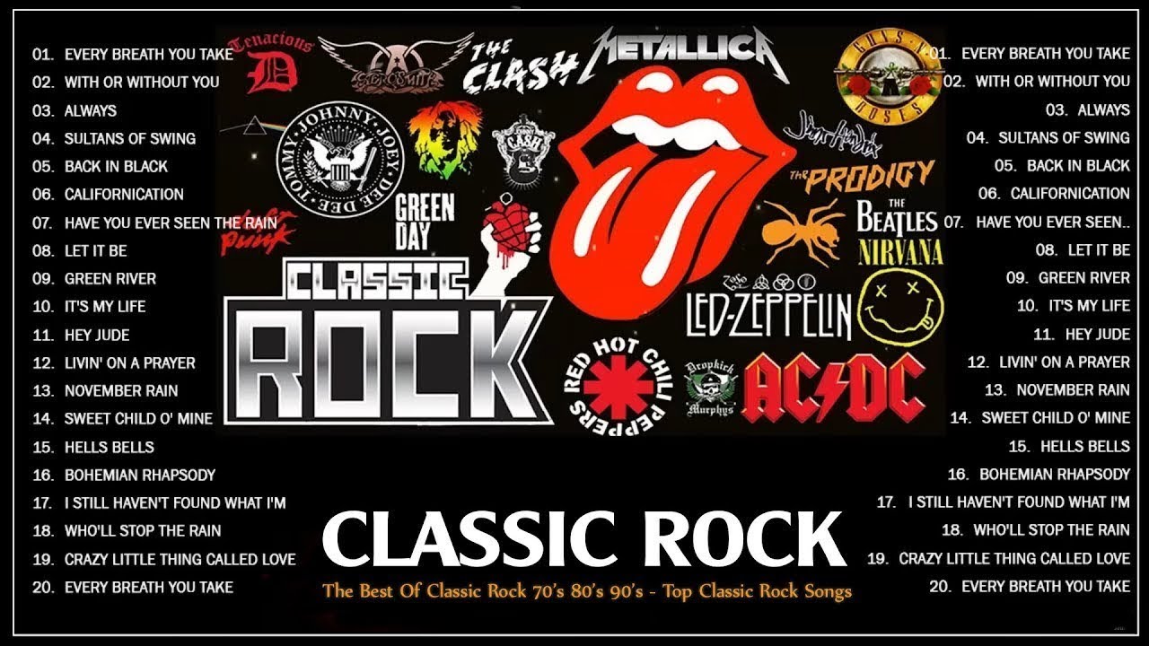 Gnr, Bon Jovi, Nirvana, Ccr, Aerosmith, Scorpions, Led Zeppelin⚡classic Rock 70s 80s 90s Compilation