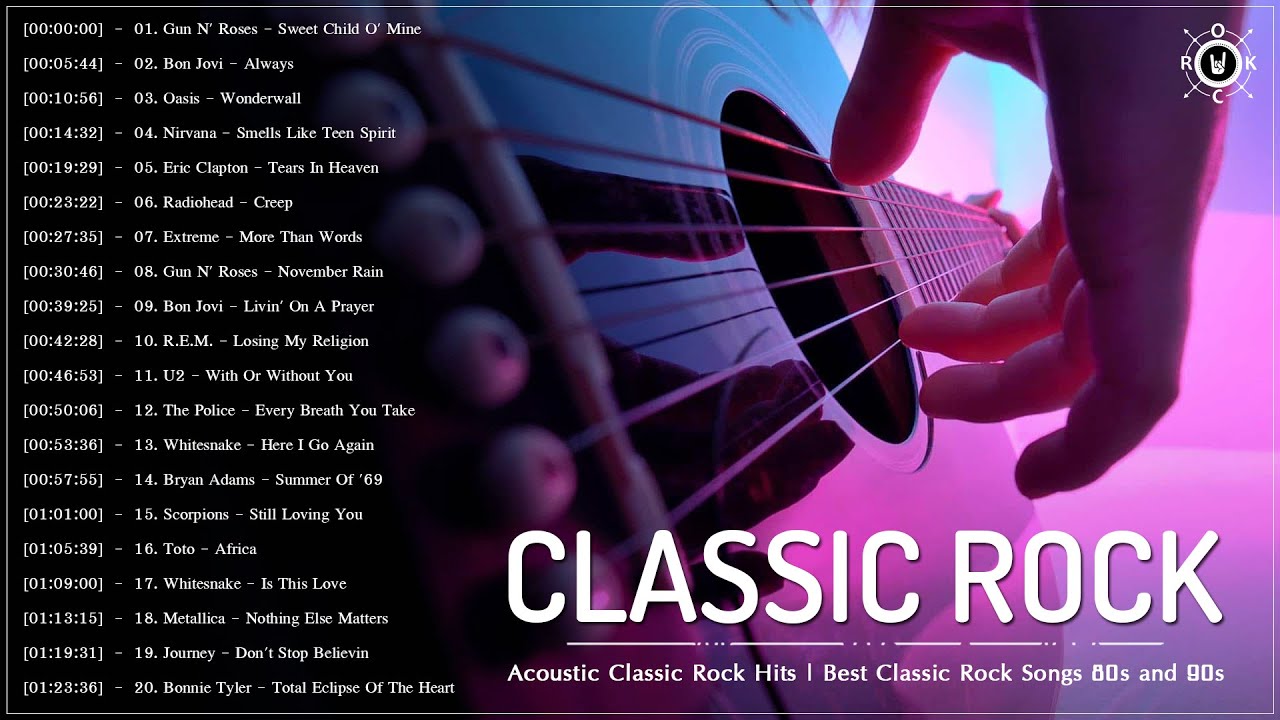 Gun N’ Roses, Nirvana, Metallica, Journey, U2, Scorpions 💥 Best Acoustic Classic Rock 80s And 90s