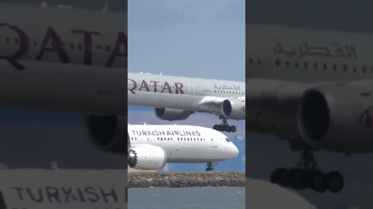 Qatar 🇶🇦 Airways Airbus A350 Landing 🛫✈️🛬 At Sfo Airport Usa 🇺🇲