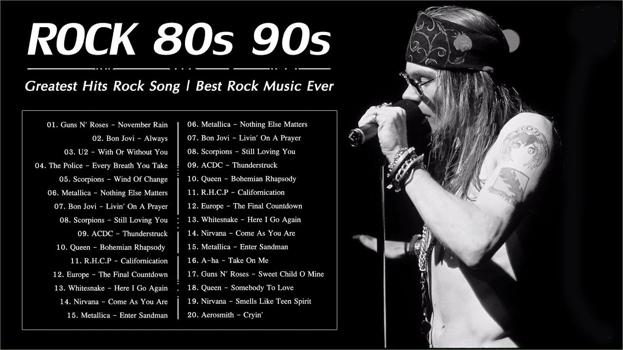 Rock 80s 90s💯classic Rock💯guns Roses, Bon Jovi, Aerosmith, White Lion, Scorpions, Led Zeppelin