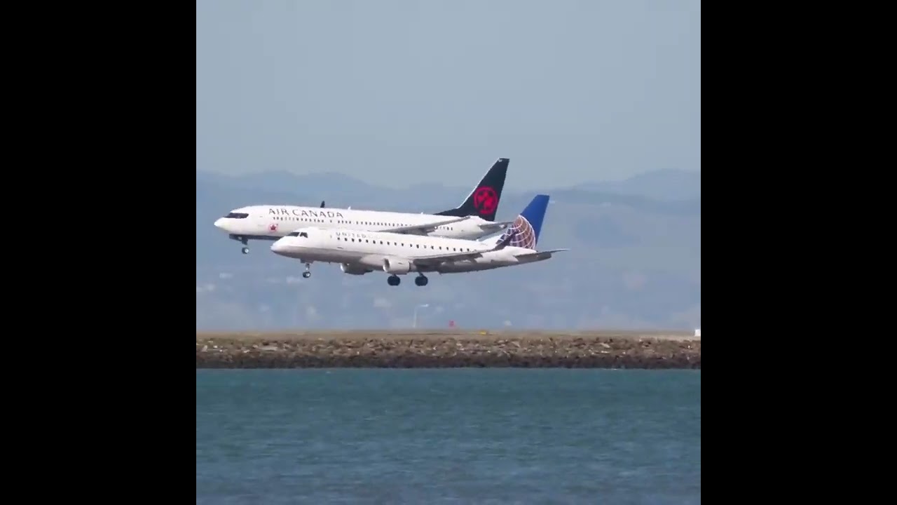 Sfo Parallel Landings! A 737 Max 8 And A Erj 175 Parallel Landing ✈️ #shorts #flight #airport