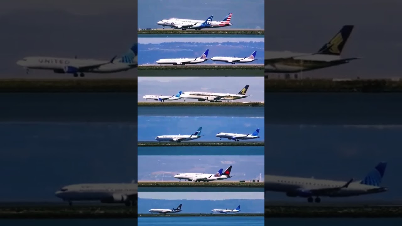 Six Parallel Landings At San Francisco Airport #evergreenhits #travel #planespotting #tiktok #flight