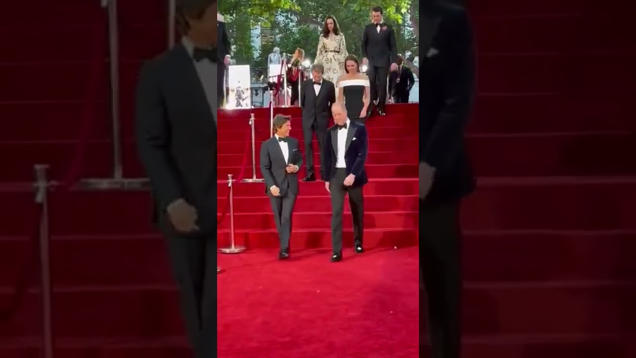 The Duke And Duchess Of Cambridge With Tom Cruise At The Top Gun: Maverick Movie Premiere