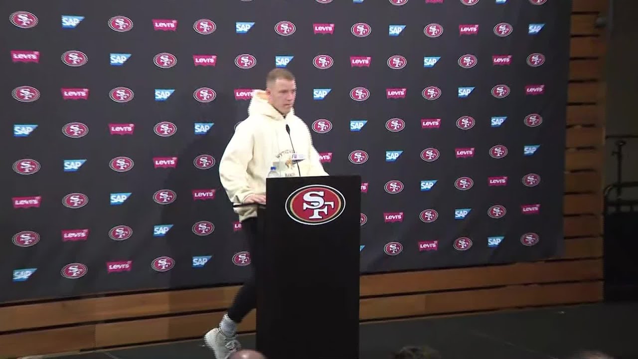 New 49ers running back Christian McCaffrey speaks to media 1 new 49ers running back christian