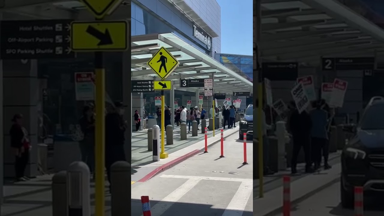 San Francisco Airport employees on strike. One job should be enough to live. 1 san francisco airport employees