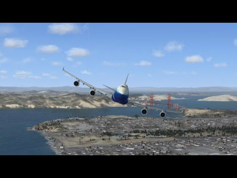 Take Off Boeing 747 San Francisco Int. Airport RWY19L - Golden Gate Bridge Tour - Amazing Nose View 1 take off boeing 747 san francisc