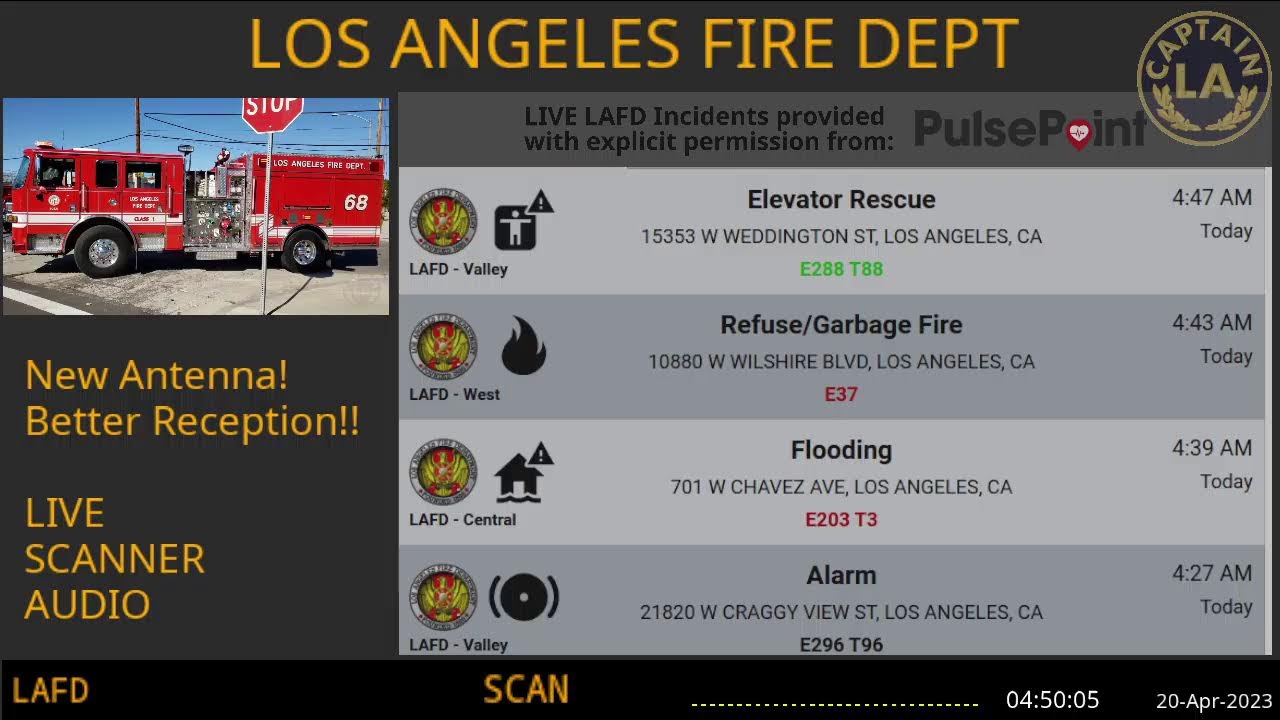 19 Apr 2023 // Lafd Los Angeles Fire Department Scanner Radio Archive // Fire & Ems // La Captain