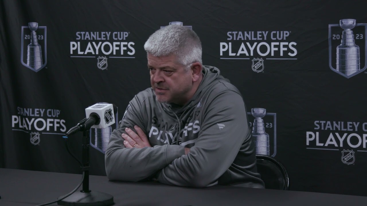 Head Coach Todd Mclellan Addresses The Media Before Game Four In Los Angeles