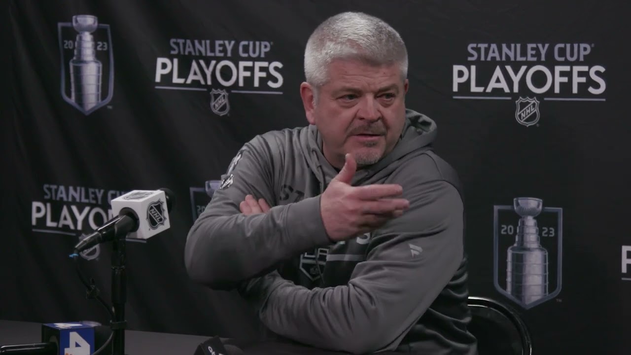 Head Coach Todd Mclellan Addresses The Media Before Game Three In Los Angeles