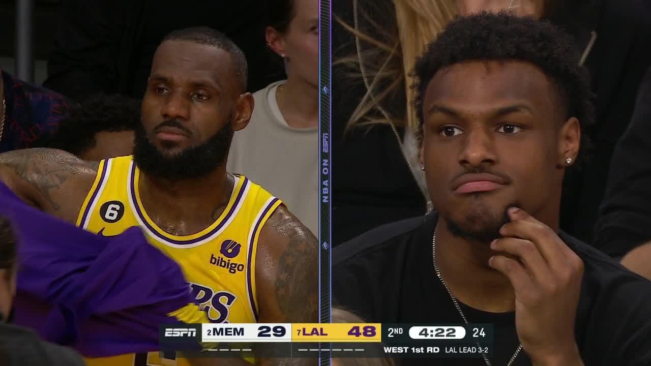 Lebron’s Son Bronny James In Attendance At Grizzlies Lakers Game 6 👀 | Nba On Espn