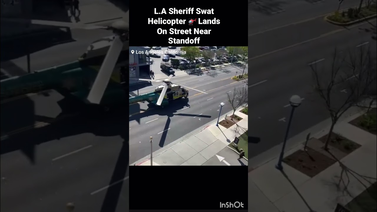 #news đL.A Swat Helicopter Lands On L.A Streets #losangeles #viral #usa #swat #video #reels 1 news l a swat helicopter lands o
