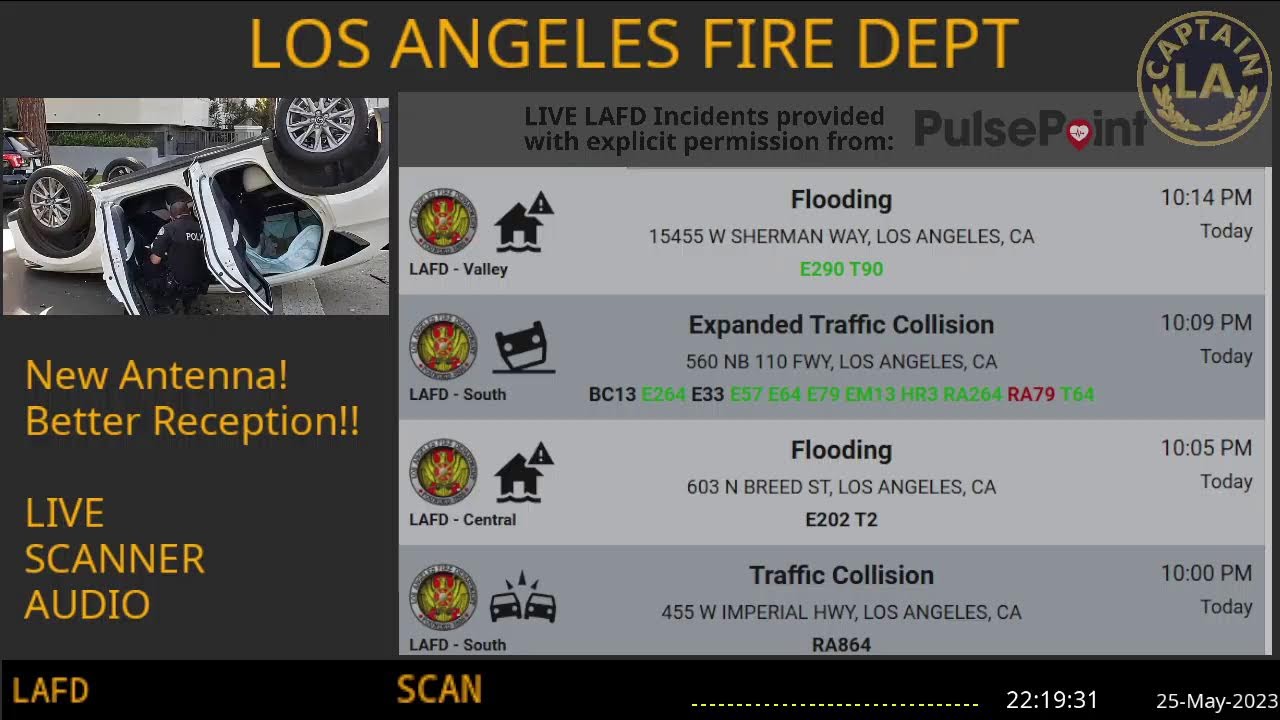 25 May 2023 // Lafd Los Angeles Fire Department Scanner Radio Archive // Fire & Ems // La Captain