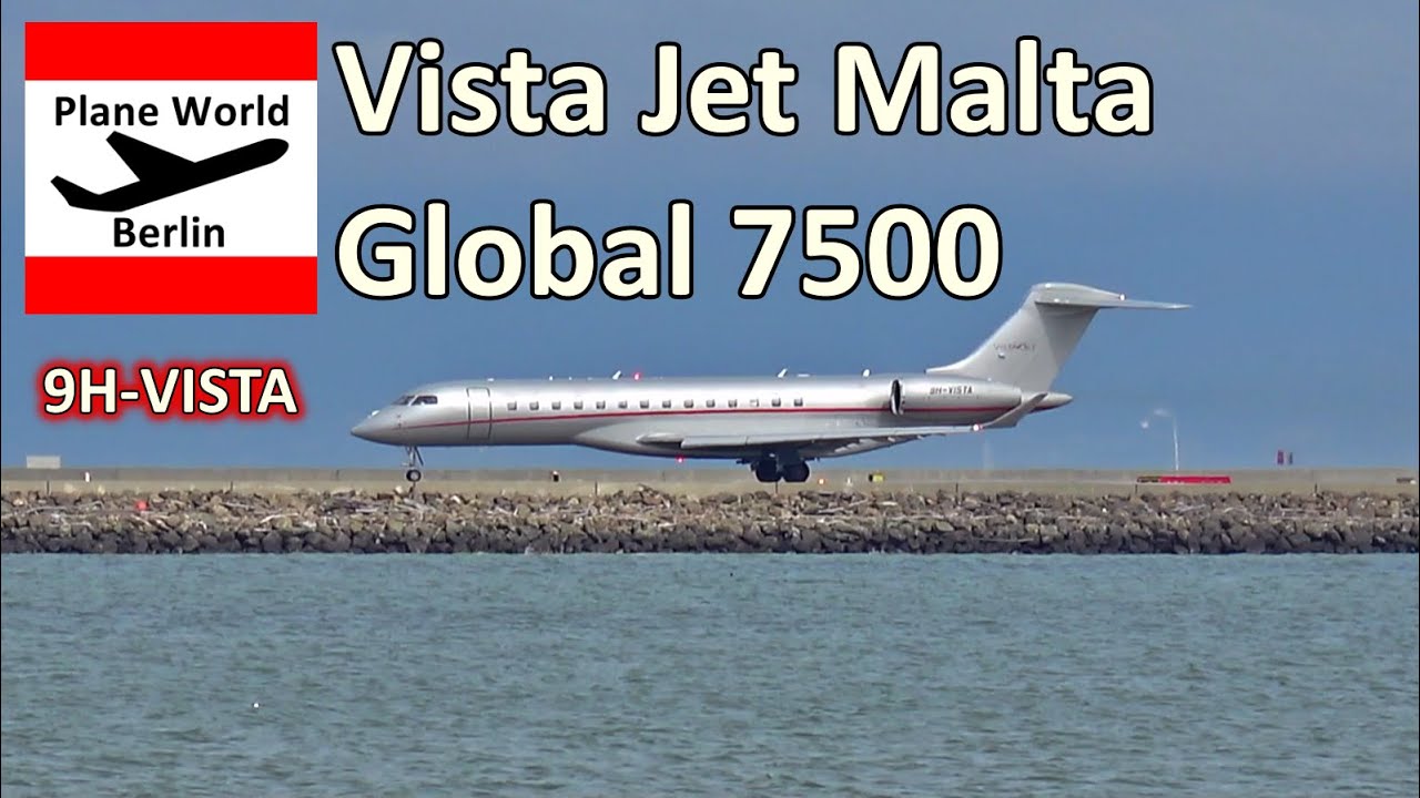 VistaJet Malta Bombardier Global 7500 *9H-VISTA* takeoff from San Francisco Airport 1 Vistajet Malta Bombardier Global 7500 *9h Vista* Takeoff From San Francisco Airport