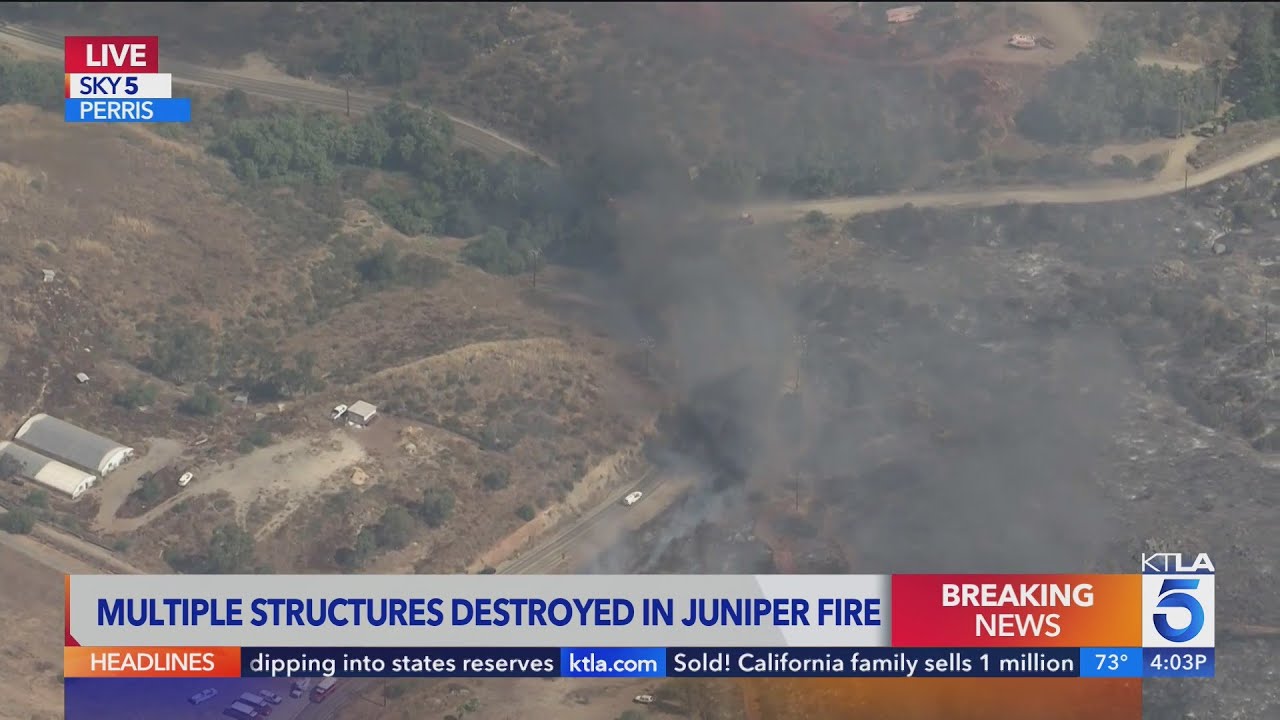 Juniper Fire Destroys Structures In Riverside County – 4pm Live Coverage