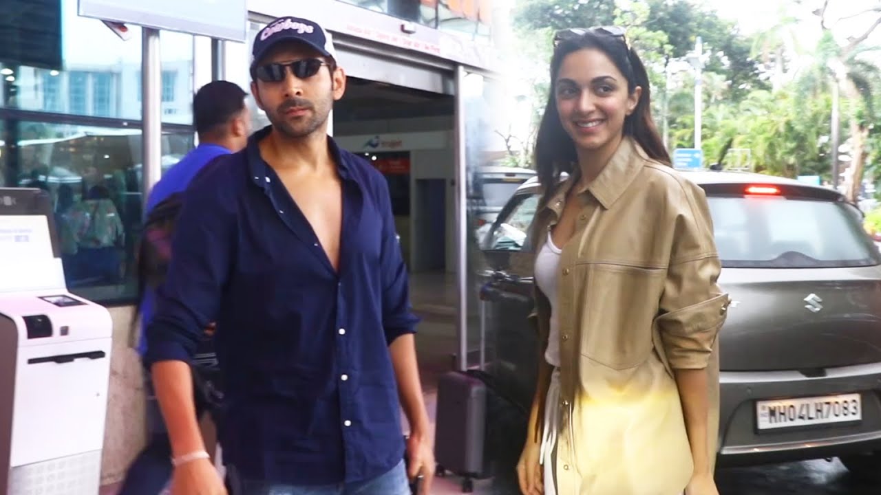 Kartik Aaryan & Kiara Advani Spotted At Domestic Airport In Santacruz | Satyaprem Ki Katha Promotion