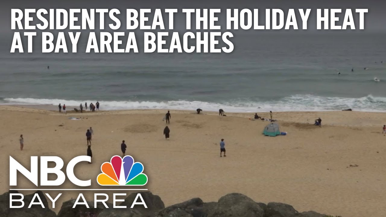 Residents Try To Beat The Holiday Heat At Bay Area Beach Towns