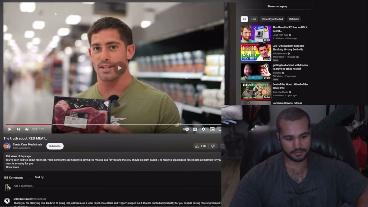 Santa Cruz Medicinals: “the Truth About Red Meat…” || Vegan Gains Livestream Reaction