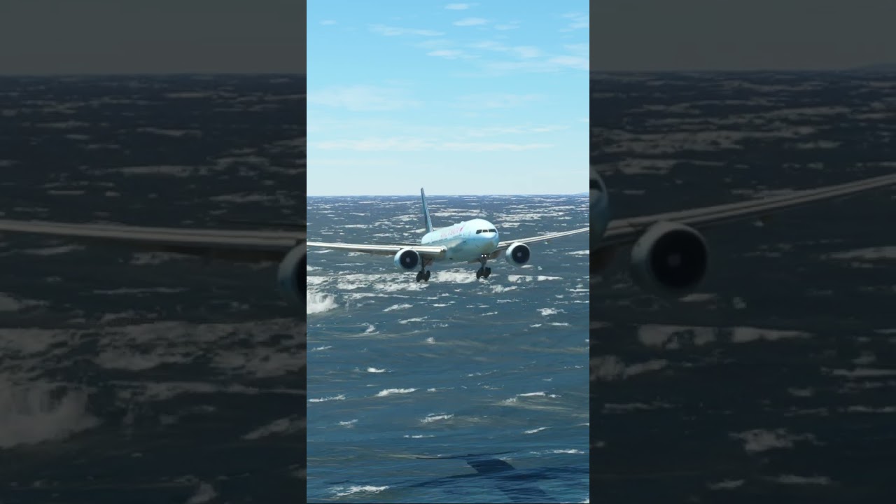 Very Low With Water Landing Air Canada Boeing 777 At San Francisco Airport #shorts