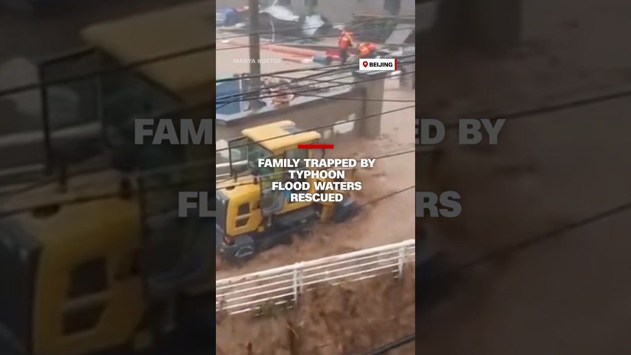 Family Trapped By Typhoon Flood Waters Rescued