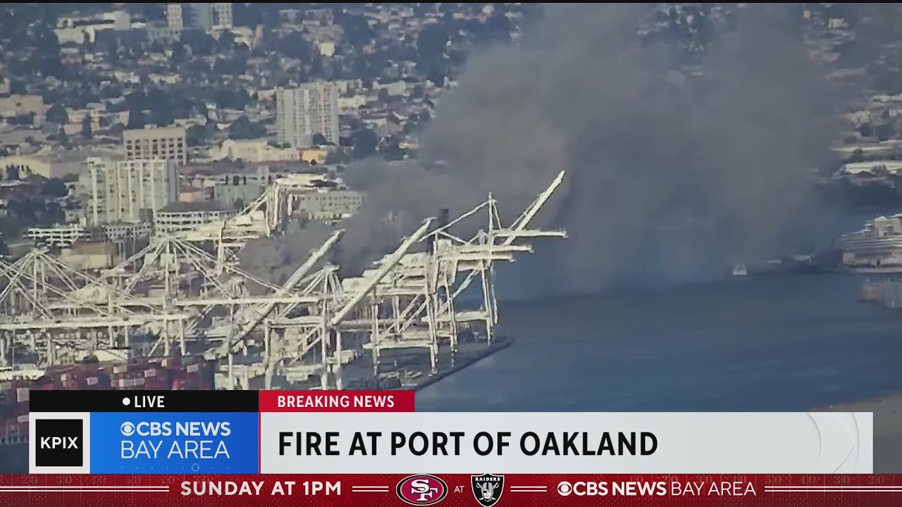 Fire Burning At Port Of Oakland Sends Huge Plume Of Smoke Into The Sky