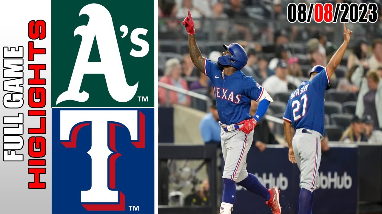 Oakland Athletics Vs Texas Rangers Full Highlights| August 08, 2023 | Mlb 2023