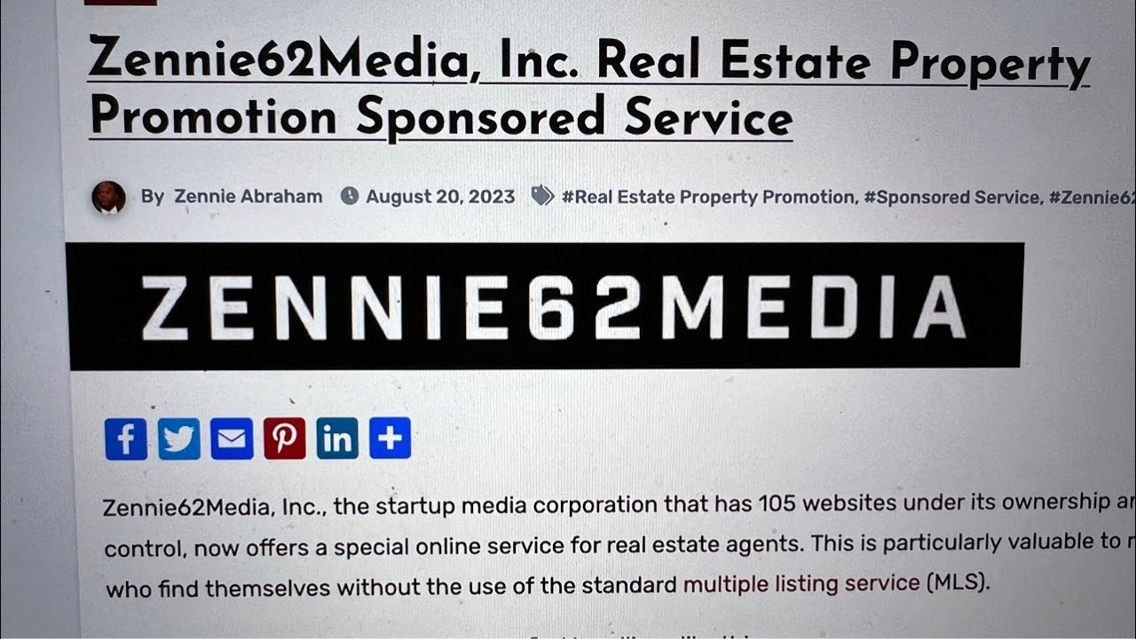 Zennie62media Real Estate Property Promotion Services Is Live Ready To Help Realtors