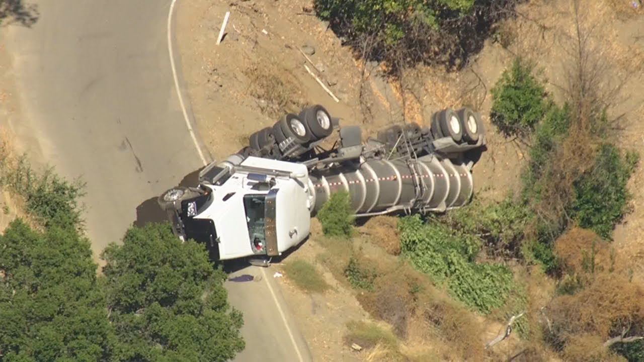 18 Wheel Tanker Overturns On East Bay Road While Navigating Turn, Chp Says