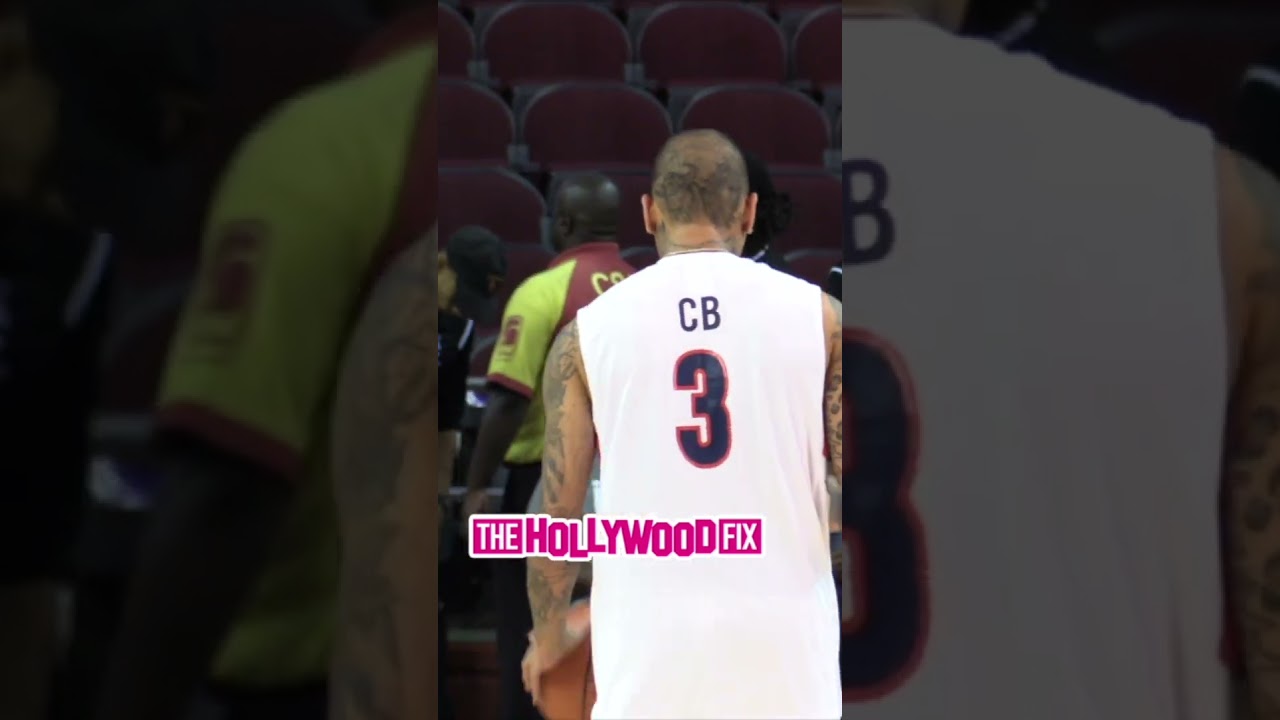 Chris Brown Shows Off His Hooping Skills While Warming Up At The Power 106 Basketball Game In L.a.