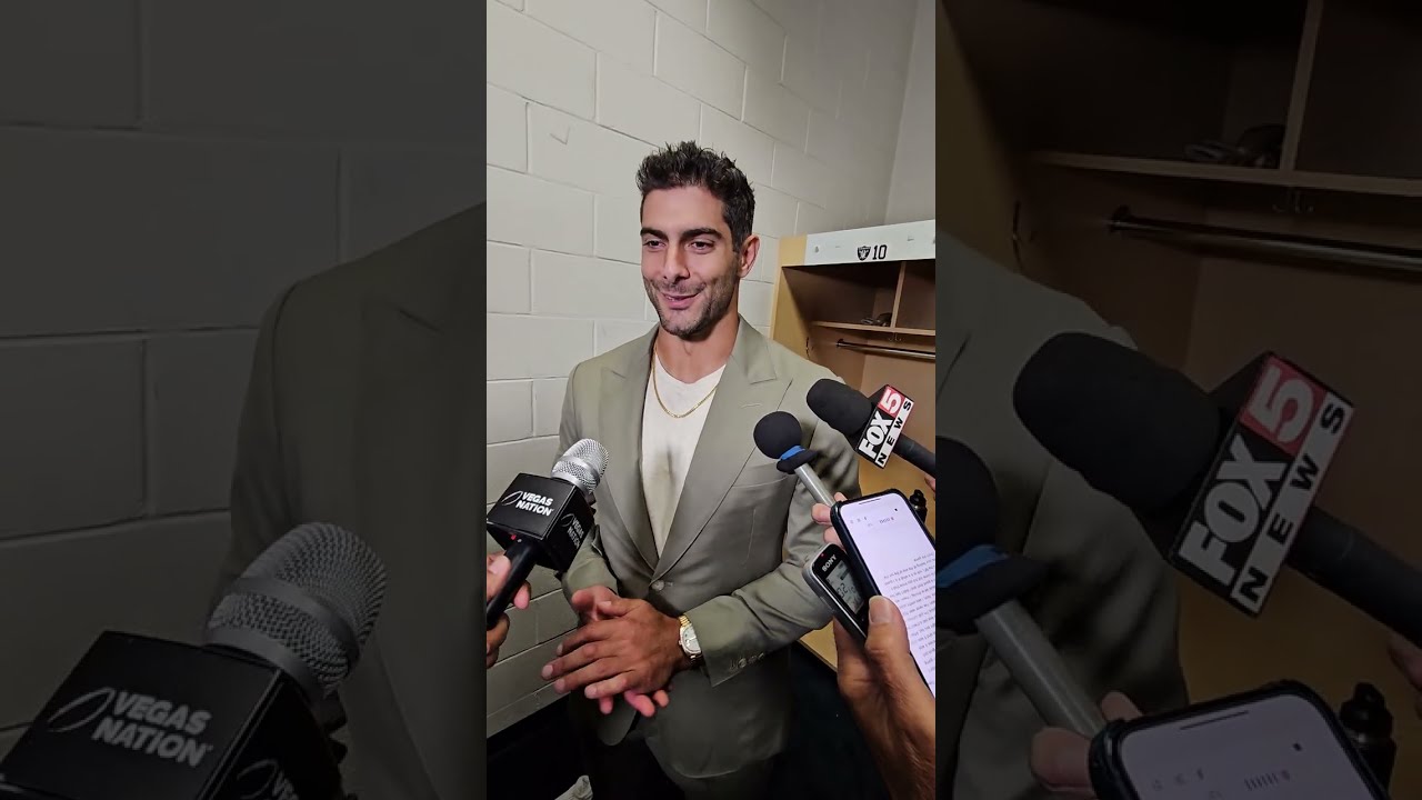 From The Las Vegas Raiders Locker Room After Beating The Denver Broncos 17 16 Qb Jimmy Garoppolo