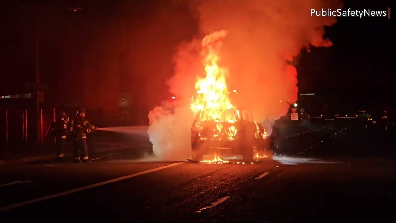 Fully Engulfed Vehicle Under Freeway Transition | Sacramento