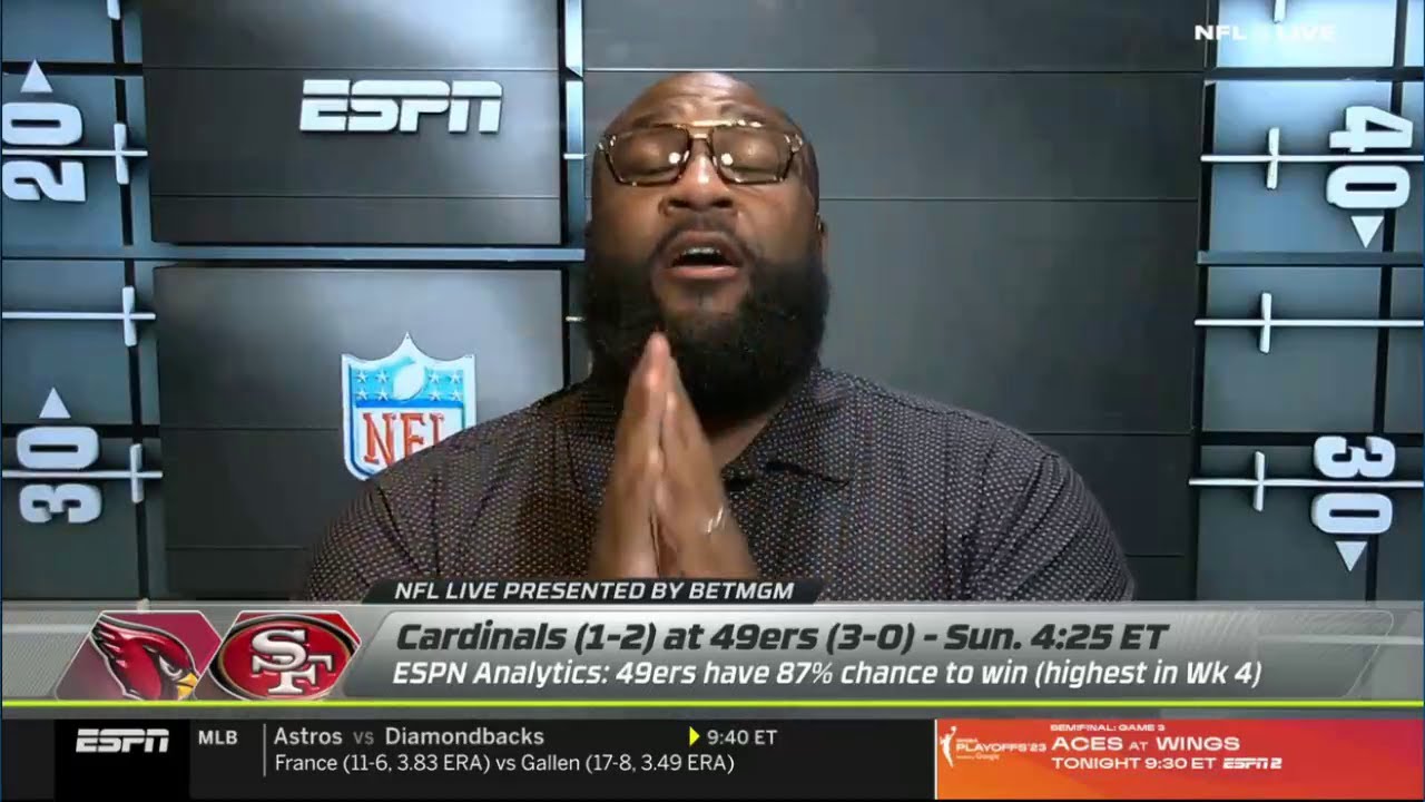 Nfl Live | Marcus Spears On 49ers Vs Cardinals: ” My Heart Want Niners Loss, But Mind Say No Way”