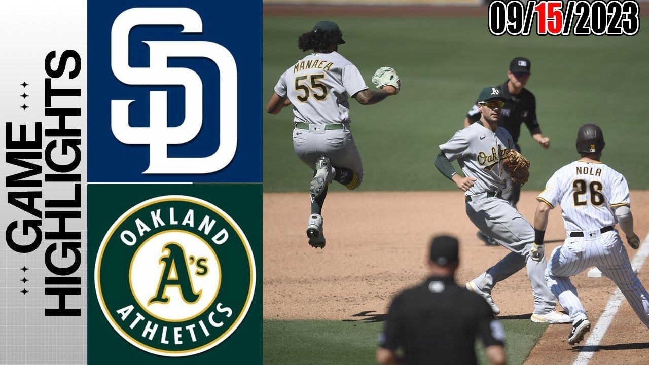 Oakland Athletics Vs San Diego Padres Game Highlights [today] September 15, 2023