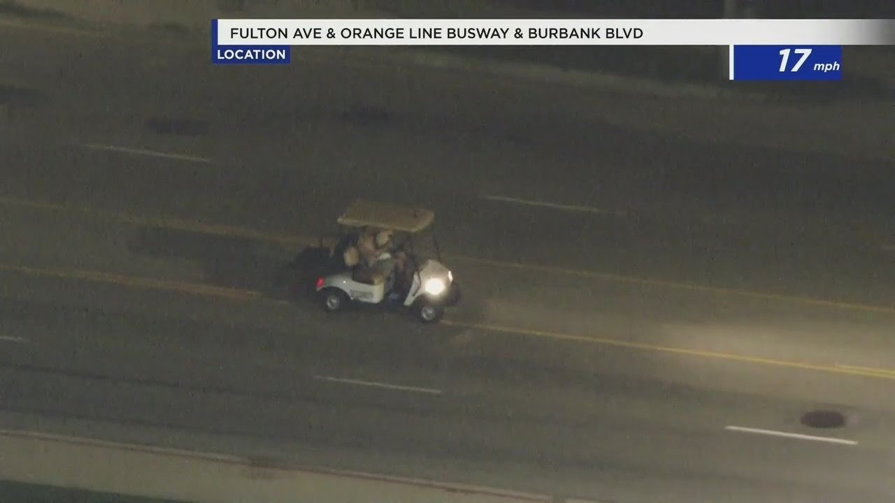 Police Chase: Lapd Chasing Golf Cart With A Dog Inside