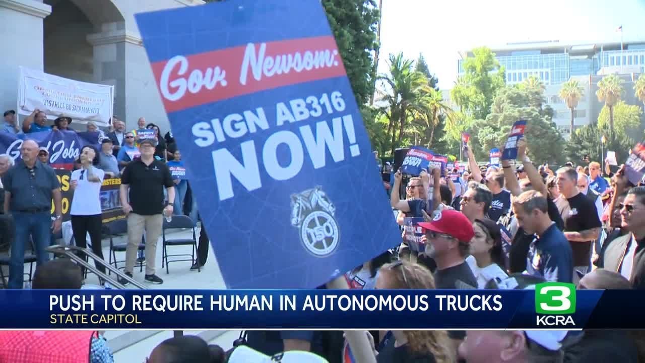 Rally For California Governor To Sign Self Driving Big Rig Bill