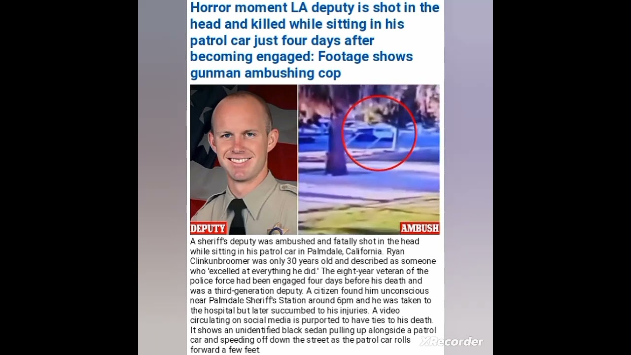 Ryan Clinkunbroomer Los Angeles Cop Sh9t & Ki!!ed While Sitting In His Patrol Car On Duty…