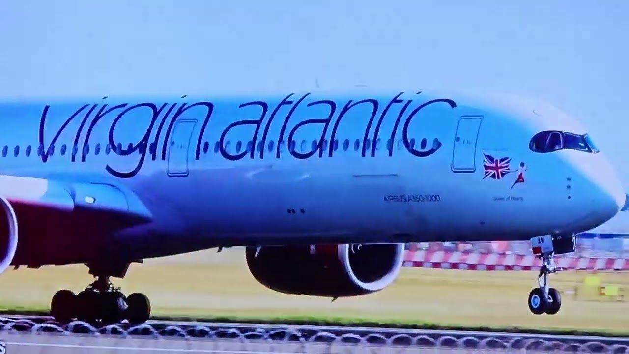 Virginia Atlantic Flight 42 Heavy From Sfo Airport To Lhr Airport A 350 1000 Landing On Runway 27r